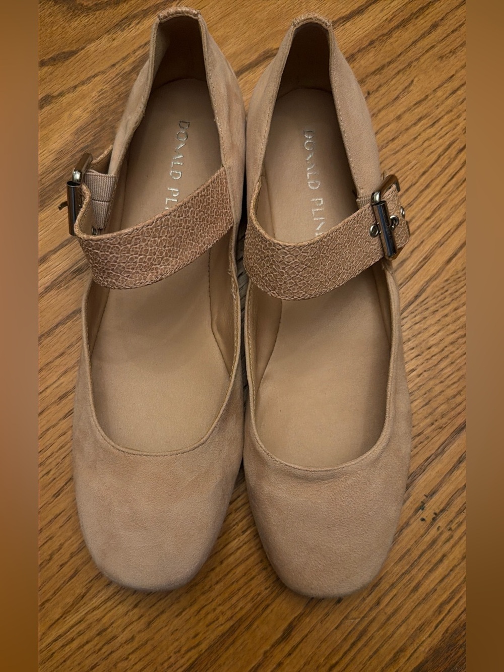 Donald J. Pliner - LIANE Nude Suede Mary Jane Flats with Buckle Strap
